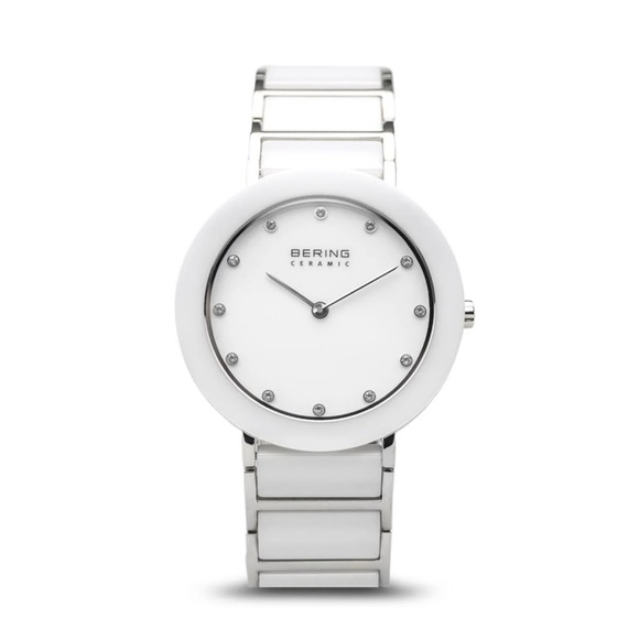 Bering Accessories - Bering Women's White Ceramic Silver Tone Link Watch
